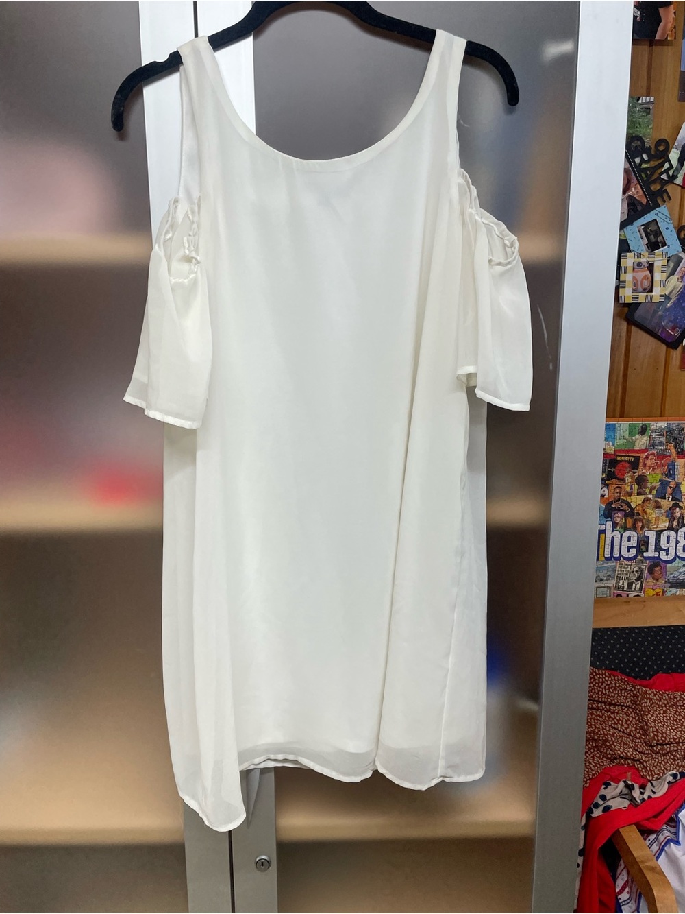 As U Wish White Cold Shoulder Dress, size Small